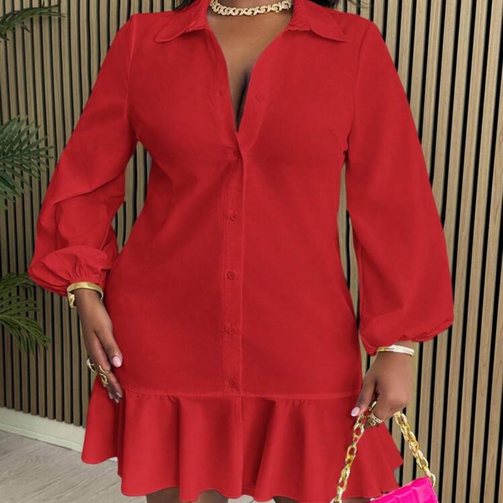 Cute red mini dress.